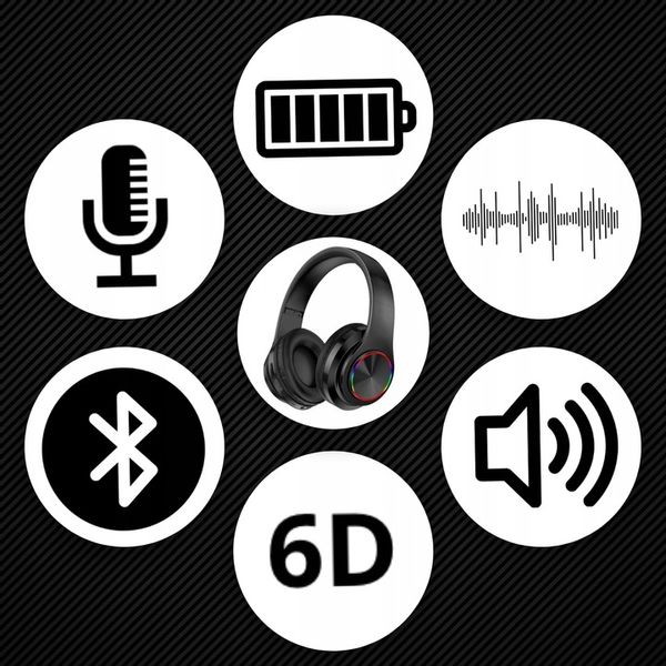 SŁUCHAWKI BEZPRZEWODOWE B39 BLUETOOTH MP3 NAUSZNE MIKROFON RGB DLA DZIECKA zdjęcie 12