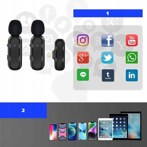 2X MIKROFON KRAWATOWY IPHONE BEZPRZEWODOWY + ETUI na Arena.pl