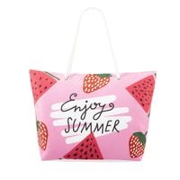 Torba plażowa z owocowym motywem Bellugio - różowa