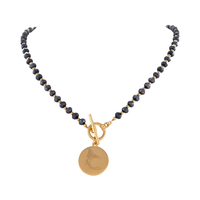 Naszyjnik z granatowych koralików z koliberkiem (C24/KOR/339AU)