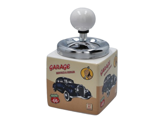 Popielniczka Ceramiczna Kwadratowa oldtimer „Garage Service & Repair” beż zdjęcie 2