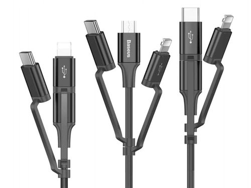 Kabel Baseus Excellent 3w1 USB-C Typ C Lightning micro USB 120cm Black na Arena.pl