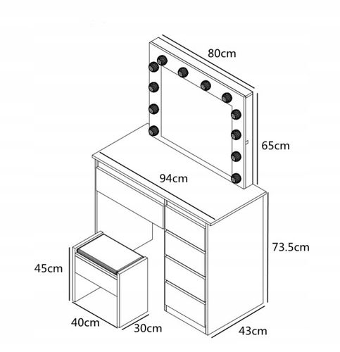 PROMOCJA MIKOŁAJKOWA TOALETKA KOSMETYCZNA z OŚWIETLENIEM LUSTREM na Arena.pl