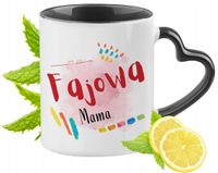 Dla Mamy Kubek Czarny Z Uszkiem W Kształcie Serca Na Prezent Z Nadrukiem