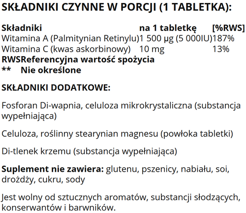 Solgar Witamina A 1500 mcg 5000 IU 100 tabletek na Arena.pl