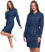 Sukienka Jeansowa Damska Szmizjerka Bawełniana NIEBIESKI MORAJ - XL