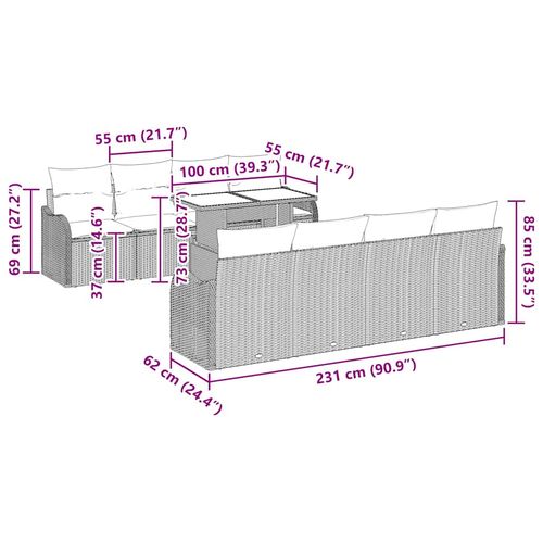 Zestaw Sof na Ogród z poduszką 7 pcs Szary Polirattan na Arena.pl