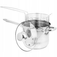 GARNEK do Smażenia na GŁĘBOKIM TŁUSZCZU 3,6L 18cm Rondel z KOSZYCZKIEM