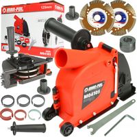 OSŁONA PRZECIWPYŁOWA DO SZLIFIERKI BRUZDOWNICA 125 ADAPTERY KLUCZ + TARCZE