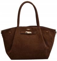 FLORA&CO torebka damska MIEJSKA na ramię ZAMSZ A4 CZEKOLADA