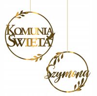 BANER GIRLANDA koło dekoracje KOMUNIA z IMIENIEM