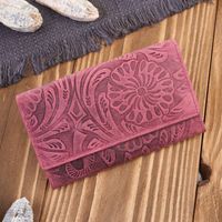 portfel damski skórzany vintage w kwiaty różowy