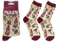 Skarpetki Wieczór z Winem - Ser, Korkociąg i Kieliszek Wina - rozmiar 36-42