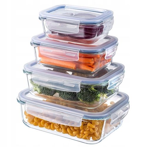 POJEMNIK NA ŻYWNOŚĆ SZKLANY ZESTAW POJEMNIKI SZKLANE POKRYWKĄ LUNCHBOX na Arena.pl