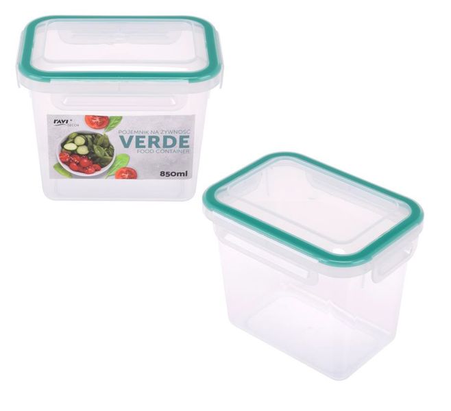 Pojemnik do żywności 850 ml 0,85 l VERDE szczelny z uszczelką 4 klipsy zdjęcie 3