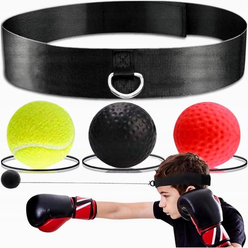 3x PIŁKA REFLEKSOWA REFLEKSÓWKA OPASKA NA GŁOWĘ ZESTAW BOKSERSKI TRENINGOWY na Arena.pl