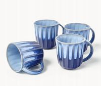Ręcznie wykonany kubek Vinci. 4 szt. 300ml. niebieski