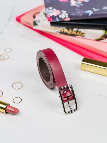 gładki, elegancki pasek damski, ze skóry naturalnej, ze srebrną sprzączką na Arena.pl