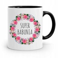 Kubek Czarny Dzień Babci Super Babunia Prezent Z Nadrukiem Ze Zdjęciem