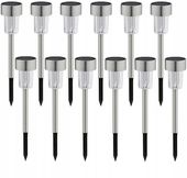 12x Lampa ogrodowa LED SOLARNA WBIJANA SŁUPEK Inox SuperLED