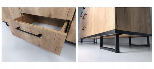 Komoda do salonu Szafka RTV z Szufladami Dąb Craft Złoty Czarna 150 na Arena.pl