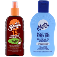 Malibu Olejek Brązujący Z Olejkiem Arganowym SPF15 200ml + Balsam Po Opalaniu 200ml