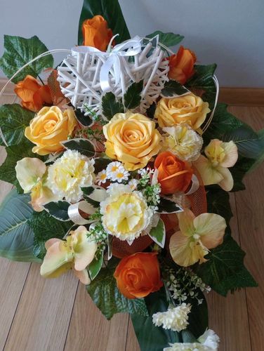 Stroik na cmentarz GRÓB kompozycja SERCE WIKLINOWE na Arena.pl