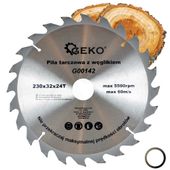 PIŁA TARCZA WIDIOWA DO CIĘCIA DREWNA 230x32 24 ZĘBY TNĄCE GEKO G00142