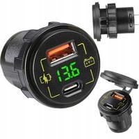 ŁADOWARKA DO SAMOCHODU MOTOCYKLA ŁODZI USB USB-C 3,4A WOLTOMIERZ 12V 24V