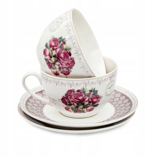 KOMPLET filiżanek 270ml ze spodkiem 2+2 BELLA FIORE zestaw kawowy na Arena.pl