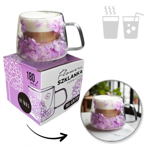 szklanka termiczna z hortensją w środku fiolet 180 ml 1szt szk172 na Arena.pl