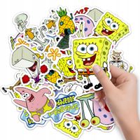 NAKLEJKI ETYKIETY NA ZESZYT NALEPKA Z POSTACIAMI SPONGEBOB WZORY 10SZT