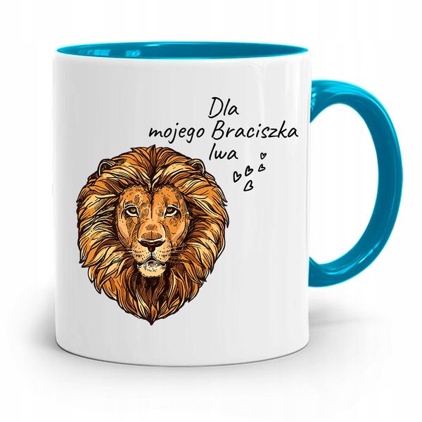 Kubek Błękitny Prezent Dla Mojego Braciszka Lwa Z Nadrukiem Ze Zdjęciem zdjęcie 1