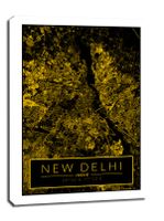 Delhi mapa złota - obraz na płótnie 50x70 cm