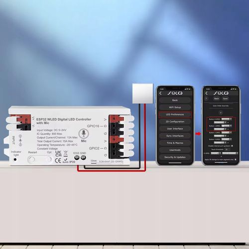 Kontroler WLED RGBIC ESP32 5~24V 15A WiFi Mikrofonem GLEDOPTO na Arena.pl