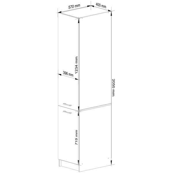 Słupek kuchenny OLIWIA 40x205 cm 2 drzwi 6 półek biały zdjęcie 3