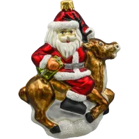 Bombka choinkowa szklana: Święty Mikołaj na Reniferze