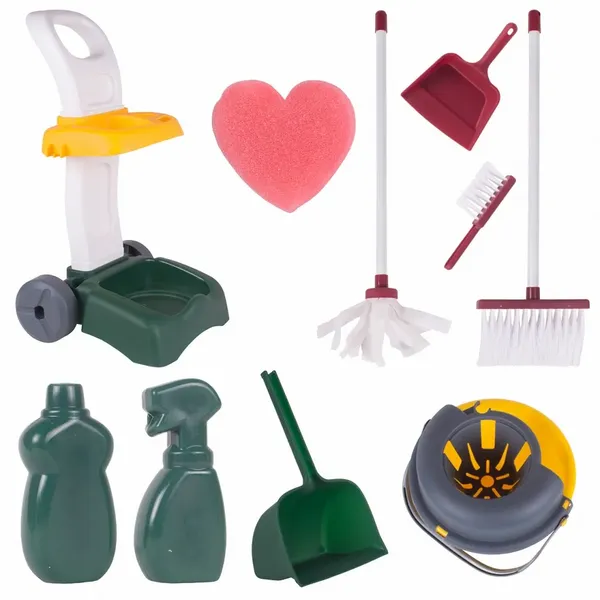 Zestaw Do Sprzątania Dla Dzieci Z Mopem Zmiotką i Akcesoriami na Wózku zdjęcie 4
