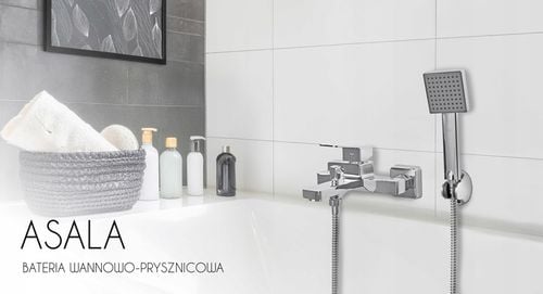 Bateria wannowa z prysznicem ścienna chrom srebrna kran do wanny YOKA HOME na Arena.pl