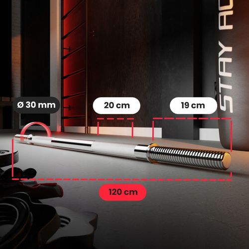 Gryf prosty 120cm 30mm gwintowany stalowy chromowany pełny sztanga +zaciski na Arena.pl