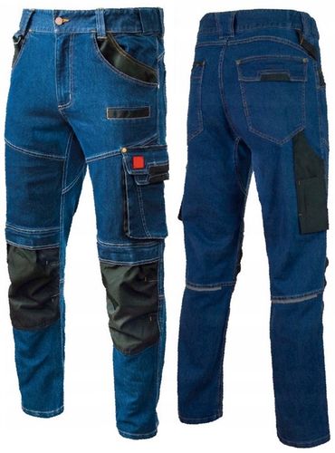 SPODNIE ROBOCZE JEANS STRETCH elastyczne MOCNE dużo kieszeni na Arena.pl