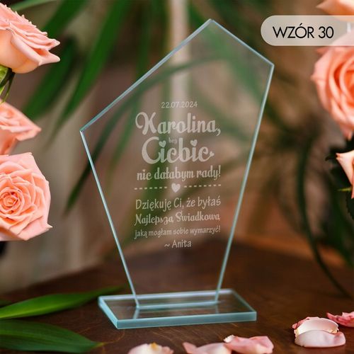 PODZIĘKOWANIA DLA ŚWIADKOWEJ STATUETKA SZKLANA PREZENT DLA ŚWIADKOWEJ ŚLUB na Arena.pl