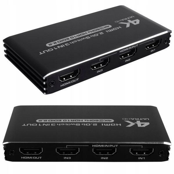 SWITCH HDMI 2.0 3x1 PRZEŁĄCZNIK ROZDZIELACZ ULTRA HD HDCP 2.2 HDR10 4K/60HZ zdjęcie 4