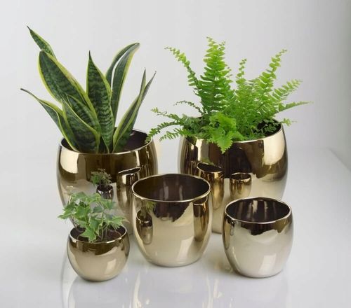 CERAMICZNA OSŁONKA DONICZKA KULA 17cm ZŁOTA na Arena.pl