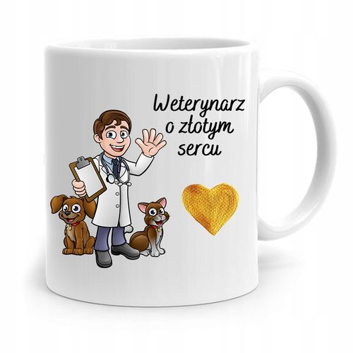 Kubek Dla Weterynarza Wterynarz O Złotym Sercu Z Nadrukiem Ze Zdjęciem na Arena.pl