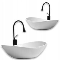 UMYWALKA NABLATOWA OWALNA CERAMICZNA BIAŁA STAWIANA NA BLAT OWAL POŁYSKOWA