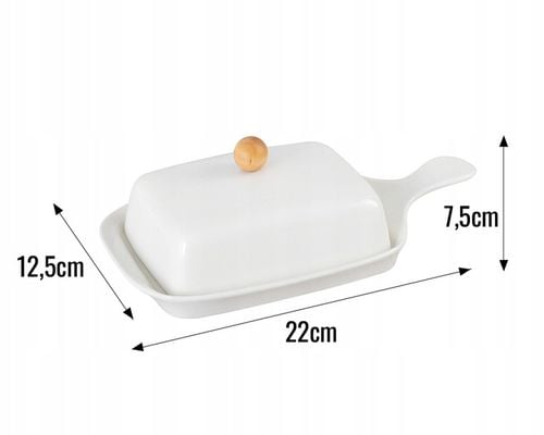 Maselniczka ceramiczna z przykrywką i rączką biała na Arena.pl