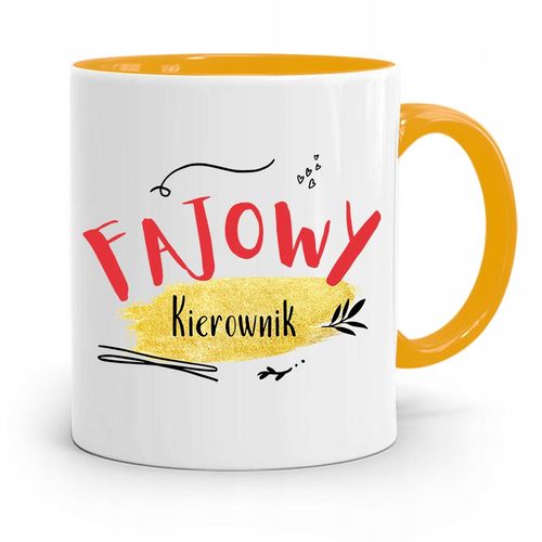 Kubek Żółty Dla Kierownika Fajowy Kierownik Z Nadrukiem Ze Zdjęciem na Arena.pl