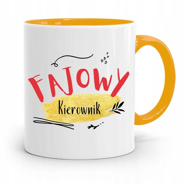 Kubek Żółty Dla Kierownika Fajowy Kierownik Z Nadrukiem Ze Zdjęciem zdjęcie 1