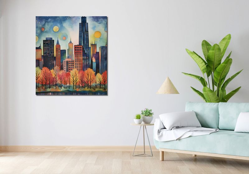 Obraz 90x100cm Panorama Malowniczego Miasta zdjęcie 2
